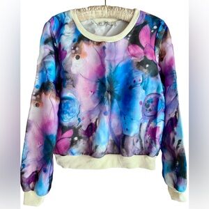 Grifflin Paris NWOT Watercolor Toole Overlay Top Sz M